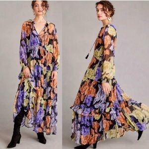 Anthropologie The Marais Printed Chiffon Maxi dress